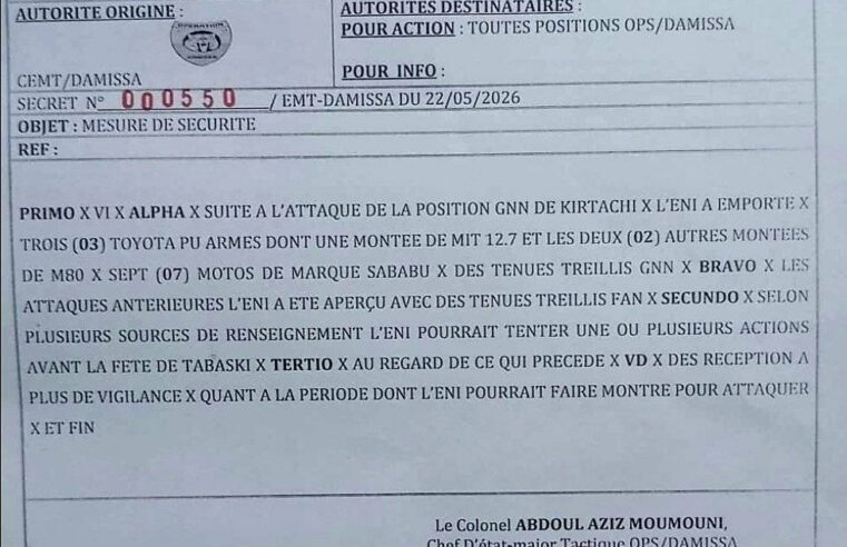 Niger : les révélations d&rsquo;un document classifié sur l&rsquo;attaque de Kirtachi et le butin du JNIM