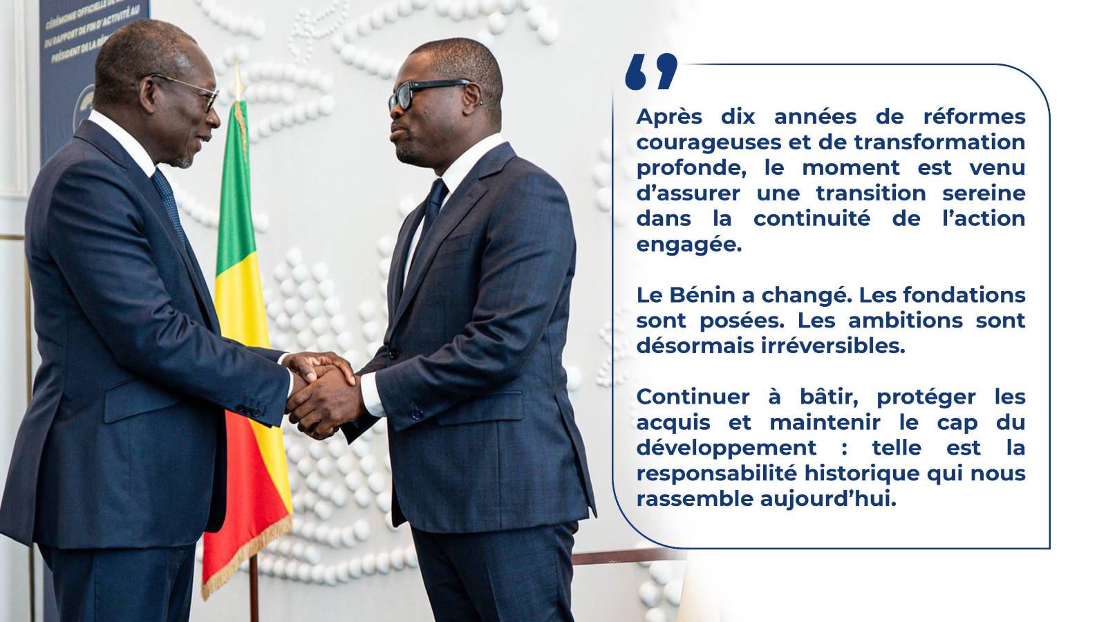 Bénin : un chapitre se referme, l&rsquo;adieu présidentiel de Patrice Talon avant l&rsquo;ère Wadagni