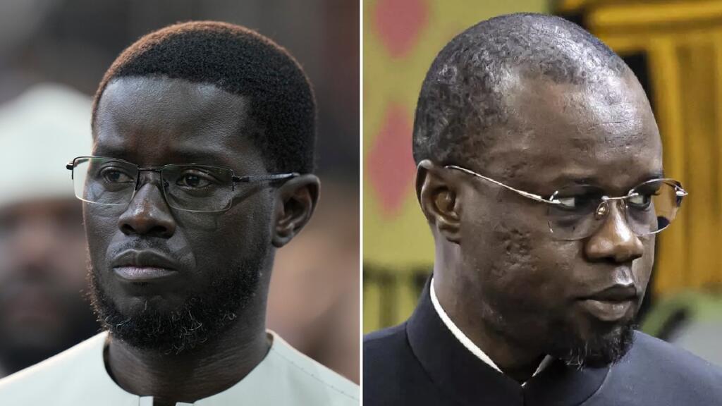 Le président Bassirou Diomaye Faye (gauche) et Ousmane Sonko (droite), acteurs clés de la scène politique sénégalaise.