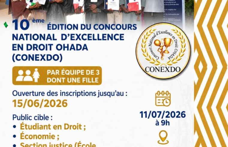Concours national excellence en droit ohada 2026 à Niamey : inscrivez-vous avant le 15 juin