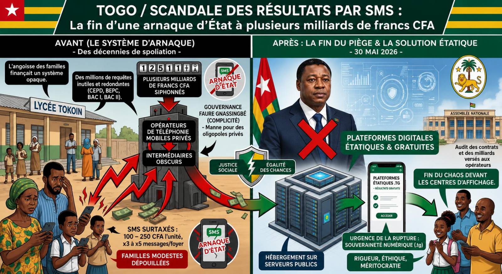 Togo : la fin d&rsquo;une escroquerie d&rsquo;État aux résultats scolaires par SMS