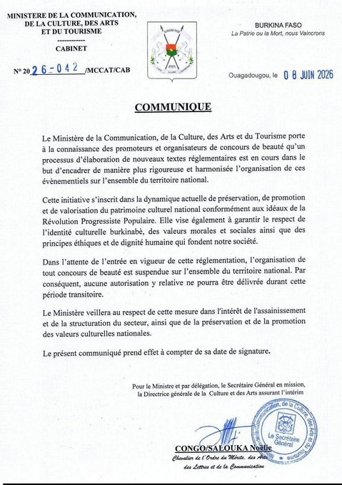 Suspension des concours de beauté au Burkina Faso : un pas de plus vers l&rsquo;autoritarisme