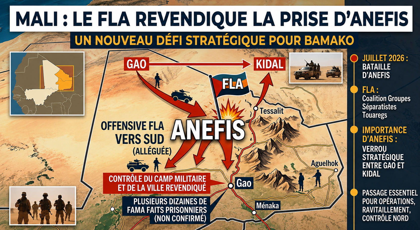 Le Mali confronté à une double offensive : Anefis revendiquée, Kéniéroba sous assaut