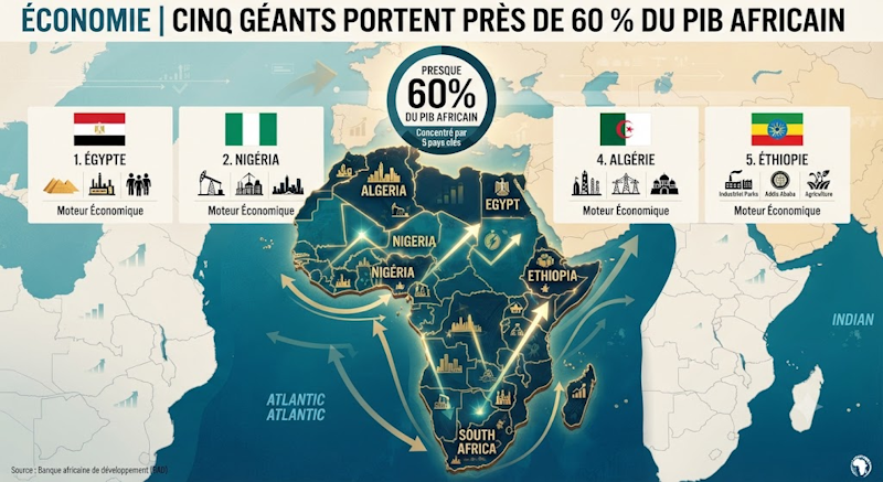 L&rsquo;Afrique : les 5 pays qui portent plus de 60% du PIB du continent