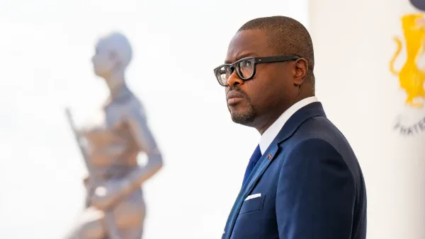Le président de la République du Bénin, Romuald Wadagni, lors d'une cérémonie officielle