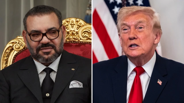 Portrait du roi Mohammed VI et du président Donald Trump