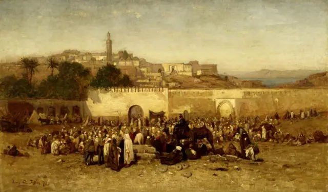 Illustration du marché de Tanger au XIXe siècle
