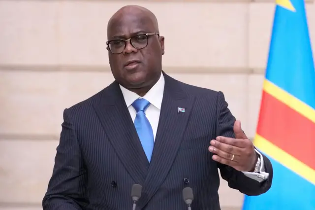 Le président congolais Félix Tshisekedi lors d'une conférence de presse